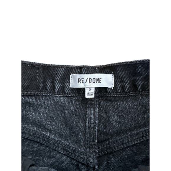 Redone - Frayed Hem Cut Off Denim Shorts in Faded Black - Picture 2 of 3